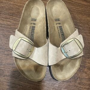 Birkenstock Tan Sandals with Gold Buckles